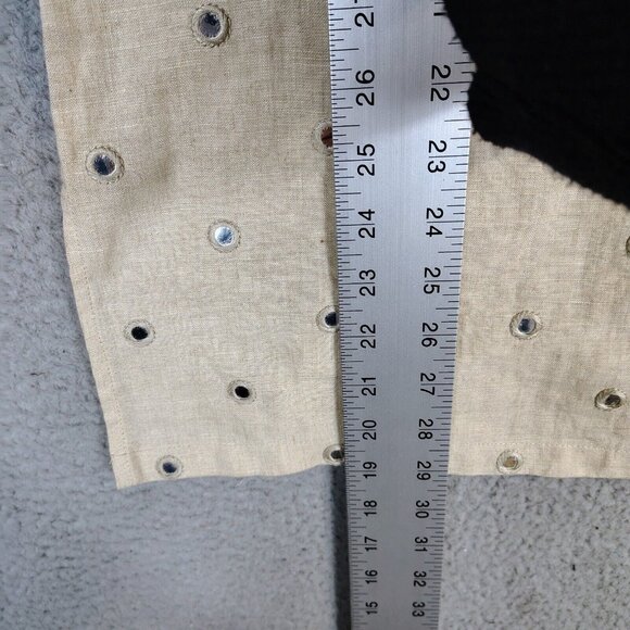 Michael Kors Top Women's Large Tan 100% Linen Sequence Mirror Work Tunic Coastal - Picture 7 of 12